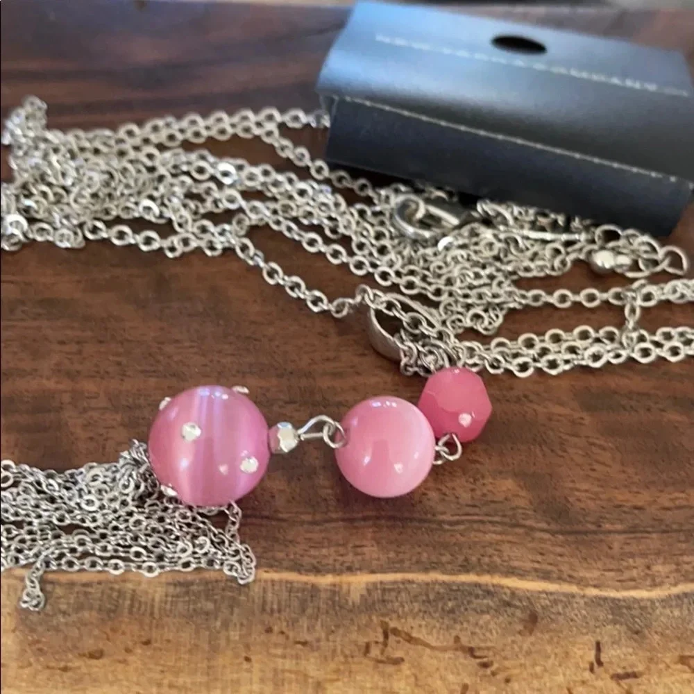 3x$25 ❤️ New York & Co Long Double Chain Necklace Pink ❤️